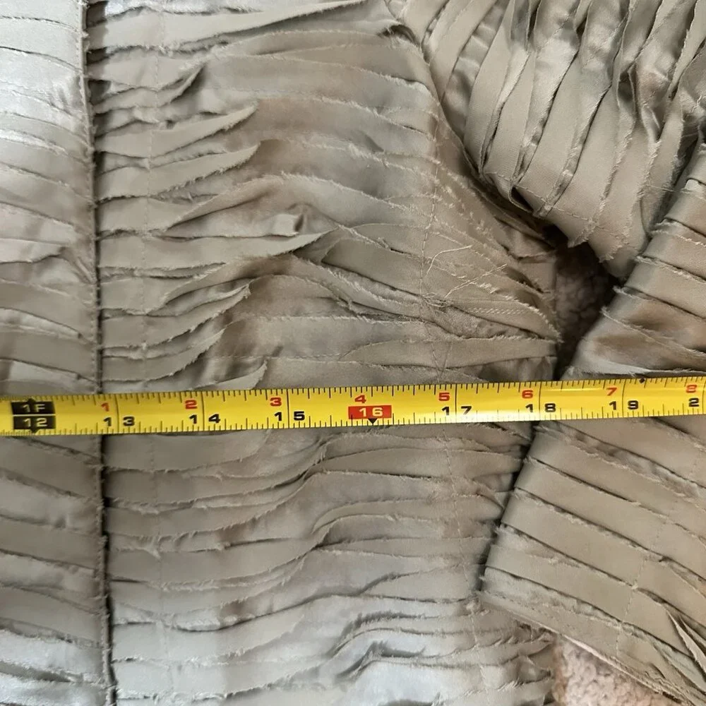 Chicos Blazer Jacket Women’s Size 1 Light Green Metallic Silky Raw Edge - Picture 13 of 15